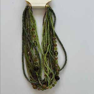 NWT Sonoma Boho beaded necklace earth tones green brown fairy grunge natural